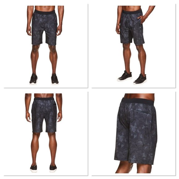 GAIAM Shorts Gaiam Mens Black Camo Athletic Gym Yoga Running